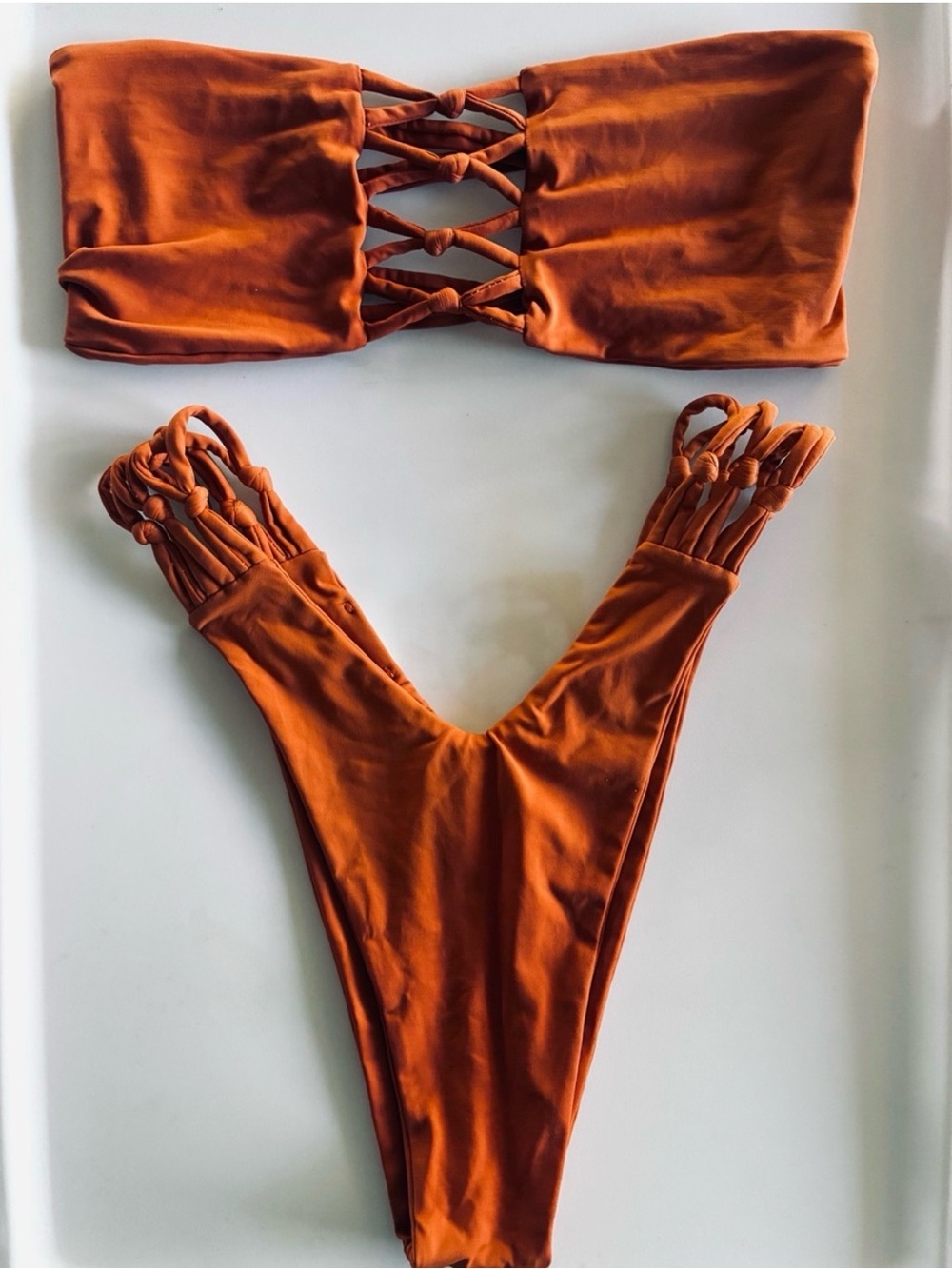 San Lorenzo Orange Strappy Bandeau Bikini - Picture 4 of 4